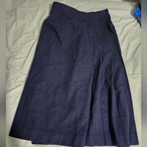 Navy Wool Wrap Skirt